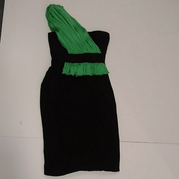 Veronica Moncho Lobo Silk Dress Emerald Green & Black Elegant Designer Sample - Picture 7 of 8